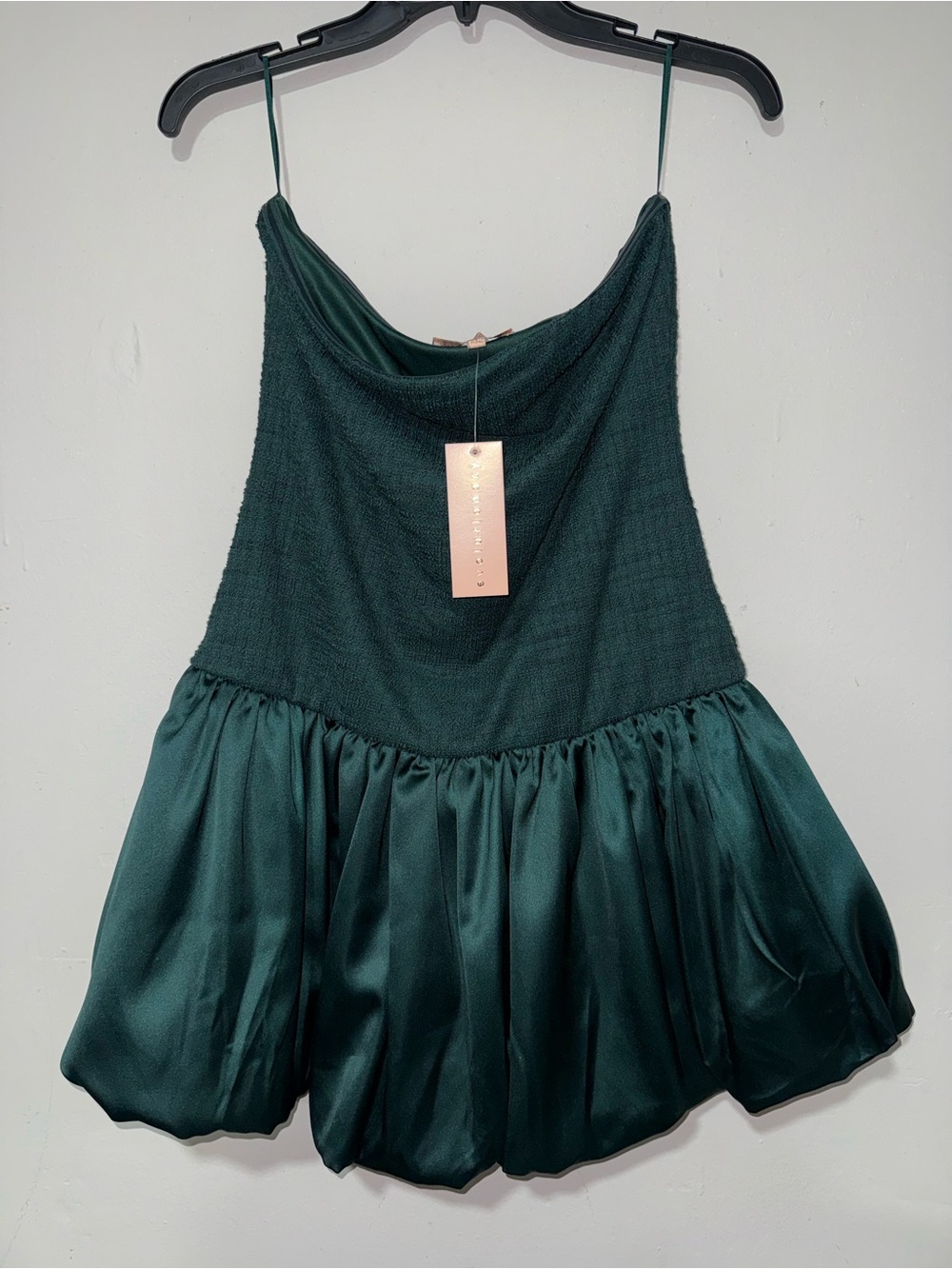 Evolutionary Women’s Emerald Green Satin Bubble Hem Skirt